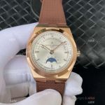 TW Factory Swiss Vacheron Constantin Retrograde Overseas Moon Dial Brown Rubber Strap